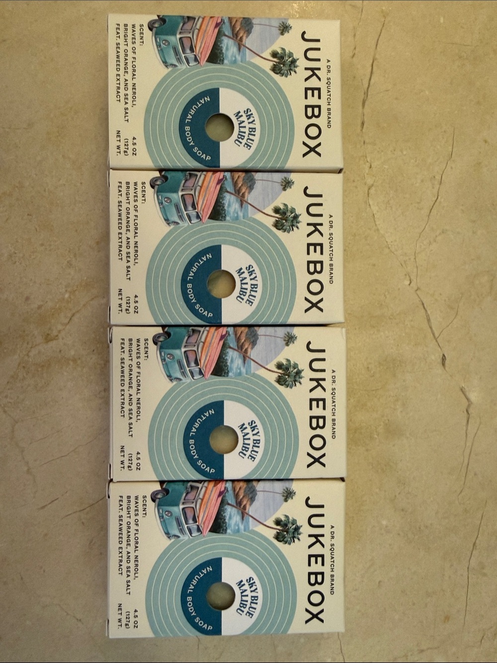 4x Jukebox Sky Blue Malibu Natural Body Soap - New
